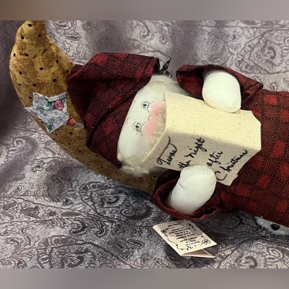 Vintage Santa Christmas Decoration Ozark Mountain Storybook Santa Crescent Moon - Picture 12 of 14